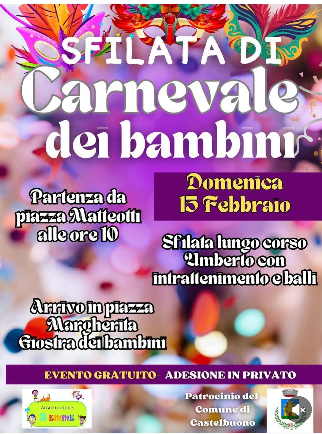 Sfilata di Carnevale bambini a Castelbuono